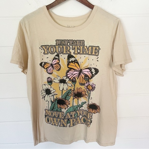 Zoe+Liv Women's Just Take Your Time Short
Sleeve Graphic T-Shirt Size XL - Picture 3 of 6